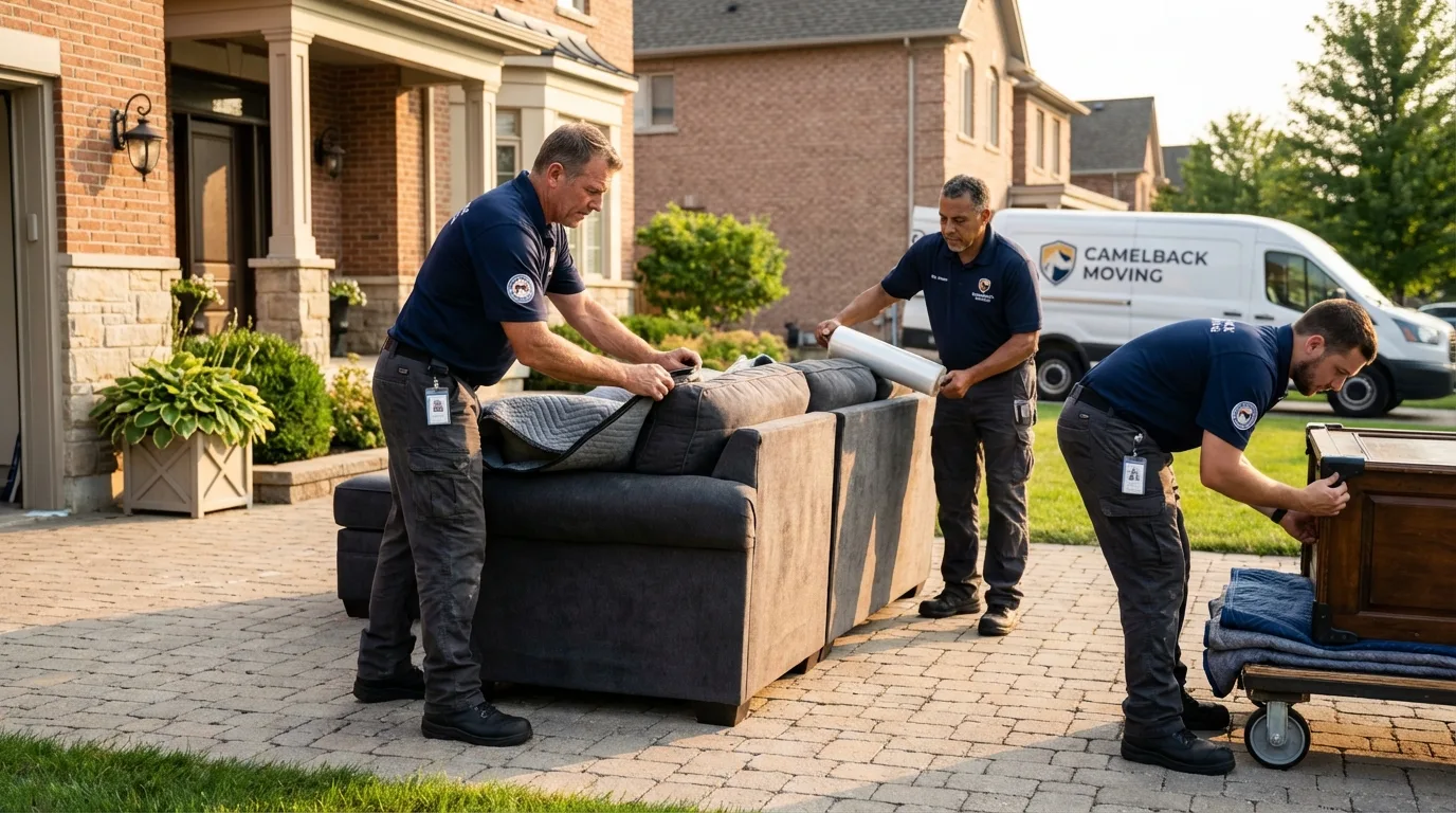 Large estate moving crew wrapping furniture in Hines, OR